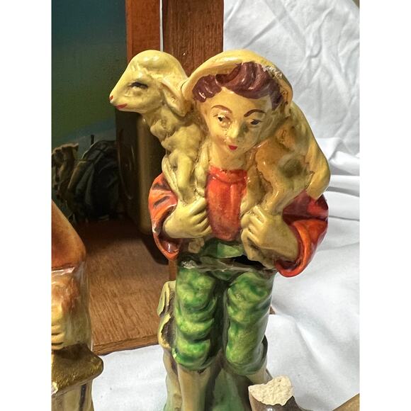 Vintage ITALY Lighted Music Box Nativity Set Silent Night Gorgeous - Picture 8 of 16